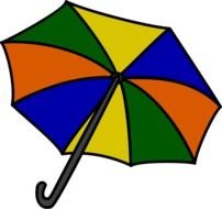 multicolored cartoon umbrella on a black background