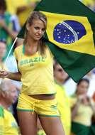 Colorful woman with the flag of Brazil