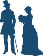 Victorian lady and gentleman, Silhouettes