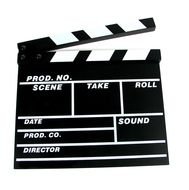 painted black and white clapper board