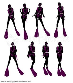 Scuba Diver Silhouette Clip Art N2