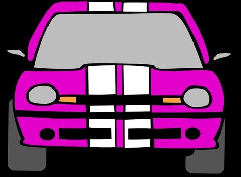 drawing of a neon car on a black background