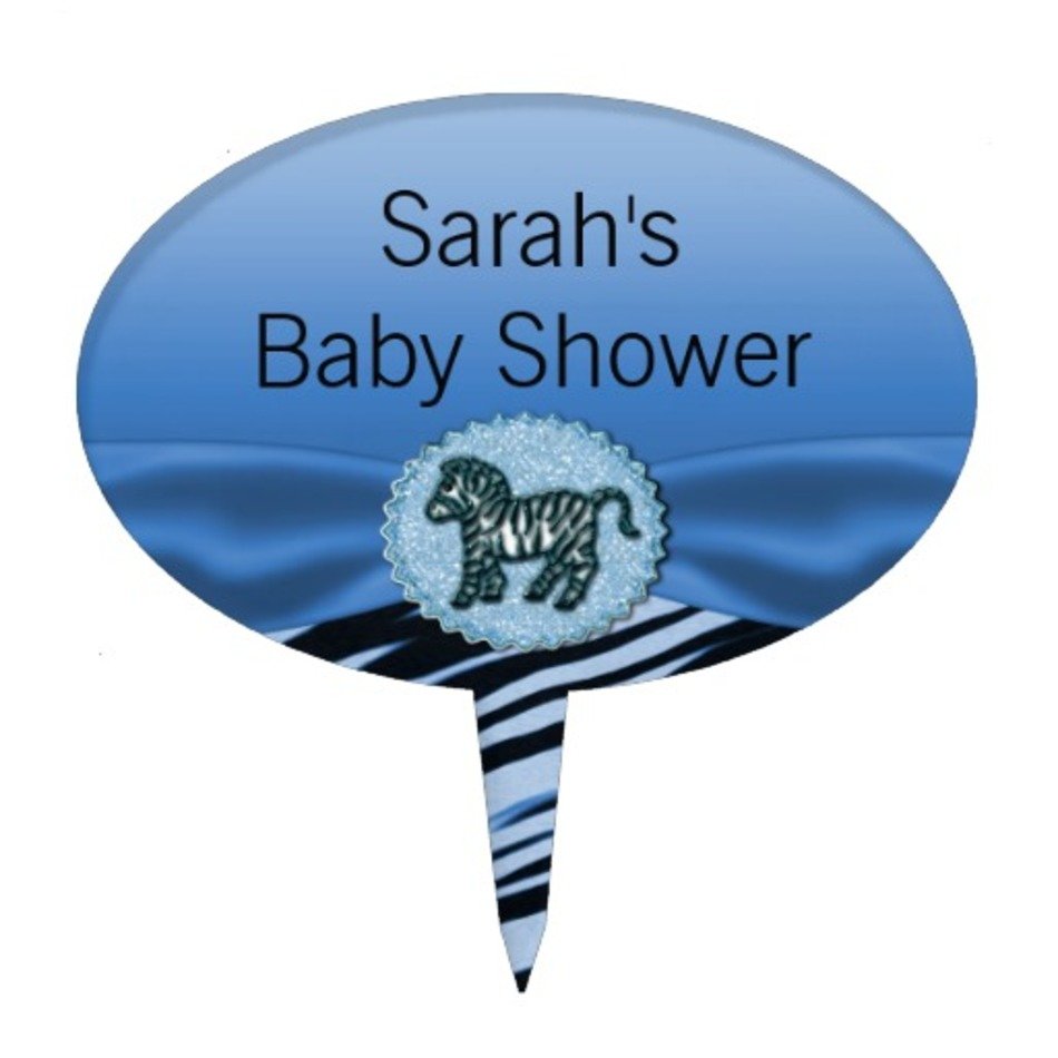 Blue Zebra Baby Shower Cake Toppers