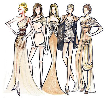 Sketch of the fashion design clipart