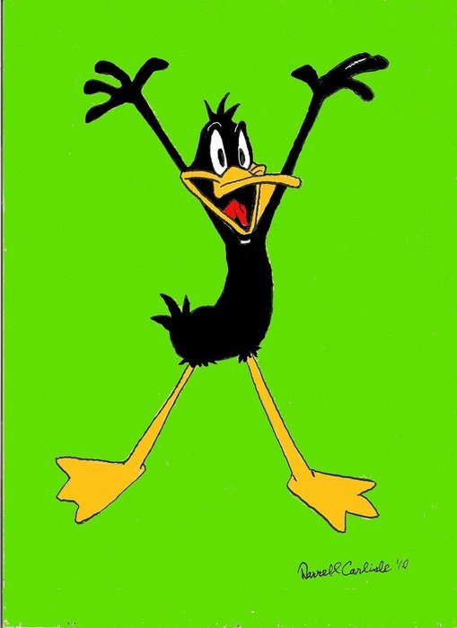 Daffy Duck on the green background