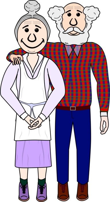 cartoon old couple