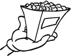 drawn bag with popcorn in hand