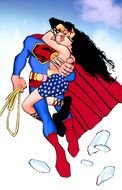 cartoon superman with woman as picture for clip art