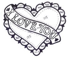 Black and white drawing of "I Love You" Heart clipart