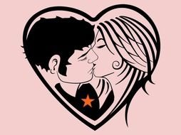 Boy And Girl Kissing Clip Art drawing