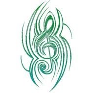 green treble clef on a white background