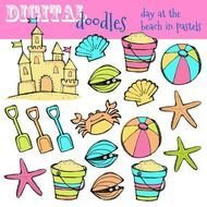 INSTANT DOWNLOAD Pastel Beach Digital Clipart