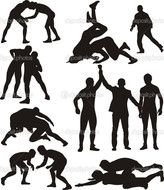 Wrestling Silhouette Clip Art N3
