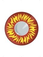 yellow Flame in circle, drawing