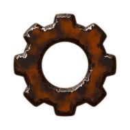 photo of a rusty gear on a white background