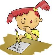 Cartoon Girl Writing N3