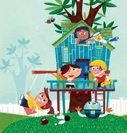 Kids Tree House Cartoon