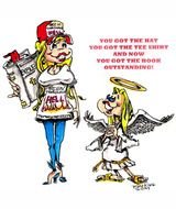 cartoon picture of a girl and an angel