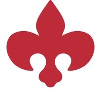red heraldic lily on a white background