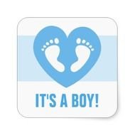 Its A Boy Baby Footprints On Blue Heart Stickers