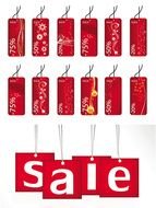 Sale, set of red tags