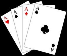 playing cards on the black background
