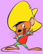 Speedy Gonzales mouse yellow hat drawing