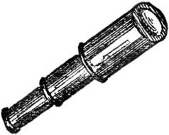 drawn black and white telescope