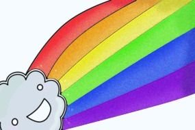 happy rain cloud and Rainbow, Clip Art