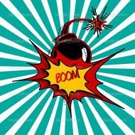 bomb and inscription boom