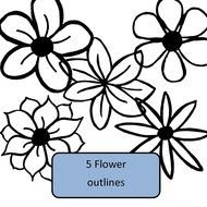 white-black floral outline