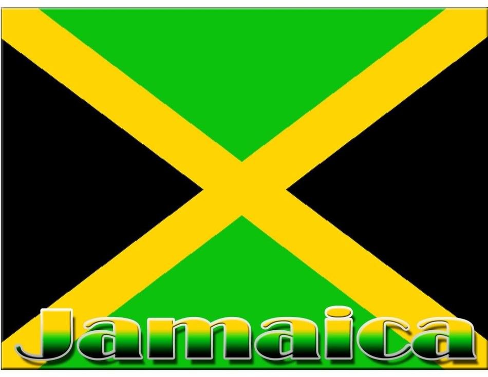 Jamaica flag with the inscription