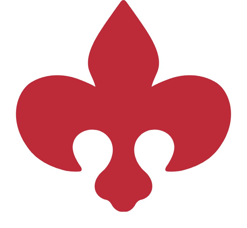 red heraldic lily on a white background
