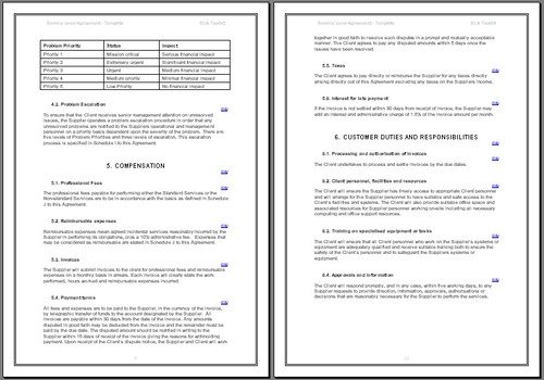SLA, Service Level Agreement, Template