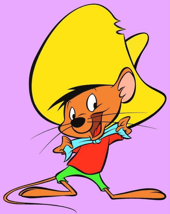 drawing mouse in a hat on a purple background