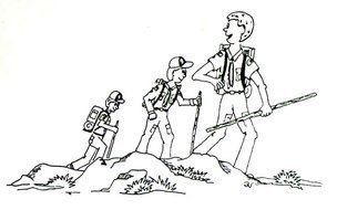 Black and white drawing of the adventurers clipart