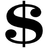 black sign for a dollar as a picture for clipart