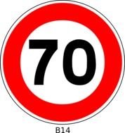 road sign speed limit of 70