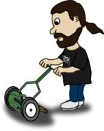Comic Characters Guy Pushing Reel Mower By Bnielsen