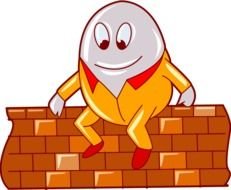 humpty dumble on a brick wall as a graphic illustration