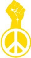 yellow peace symbol on a white background