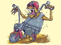 cartoon monster on a motorcycle