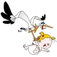 Stork Carrying Baby Girl N2