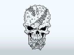 painted white skull with scars