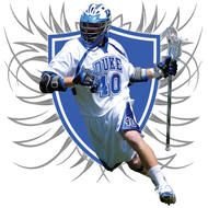 drawn lacrosse player on the background of the shield