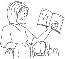 the teacher shows the book to children