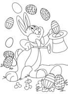 black and white picture of a hare with eggs