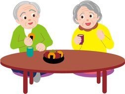Ä°llustration of Old Couple Cartoon