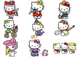Hello Kitty, set of anime characters