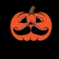 Carved Pumpkin With Mustache, drawing